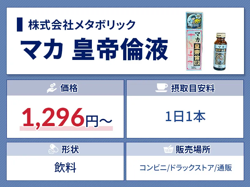 おすすめ精力剤のマカ皇帝倫液の価格や接種目安などの特徴