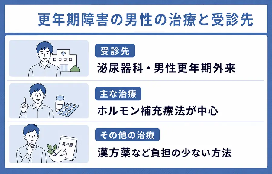 男性の更年期障害の治し方と受診先